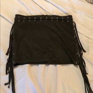 Hunter green skirt with tassels